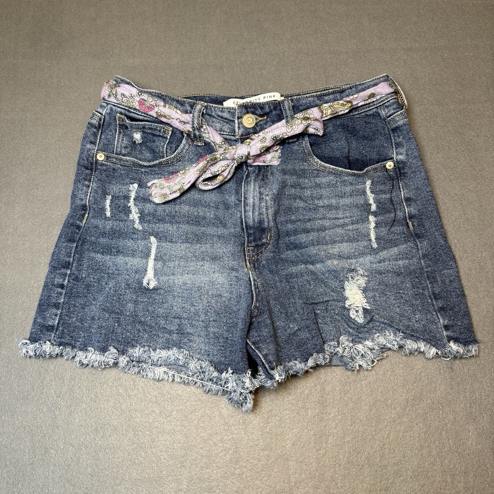 Celebrity Pink Denim Cutoff Shorts With Tie Belt Juniors Size 9